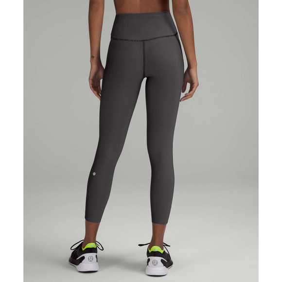 Lululemon Base Pace HR Tight 25" Two Tone Ribbed Black Gull Grey Size 14 W5FD7S - Picture 1 of 12